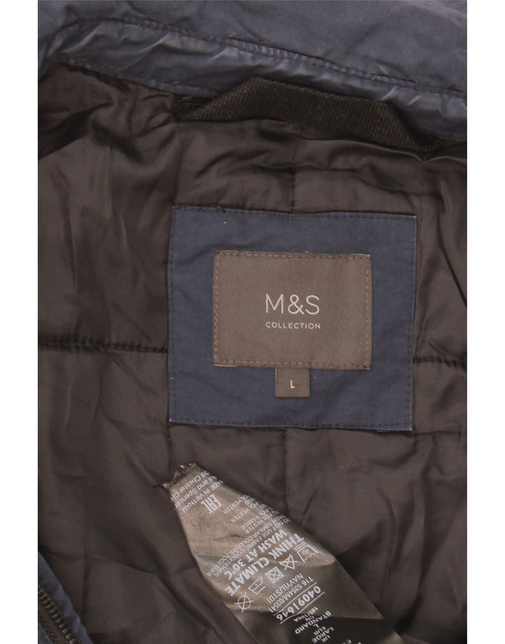 Marks & Spencer Herre Windbreaker Jacket UK 40 Large Navy Blue Polyester