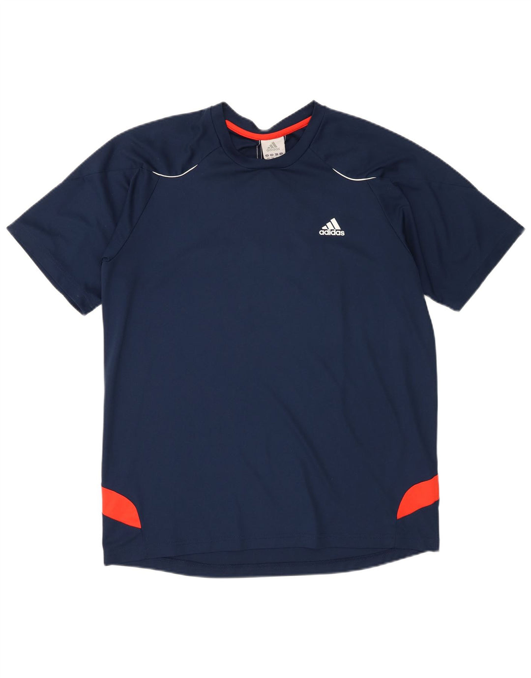Adidas Herre T-Shirt Top Large Navy Blue Colourblock Polyester