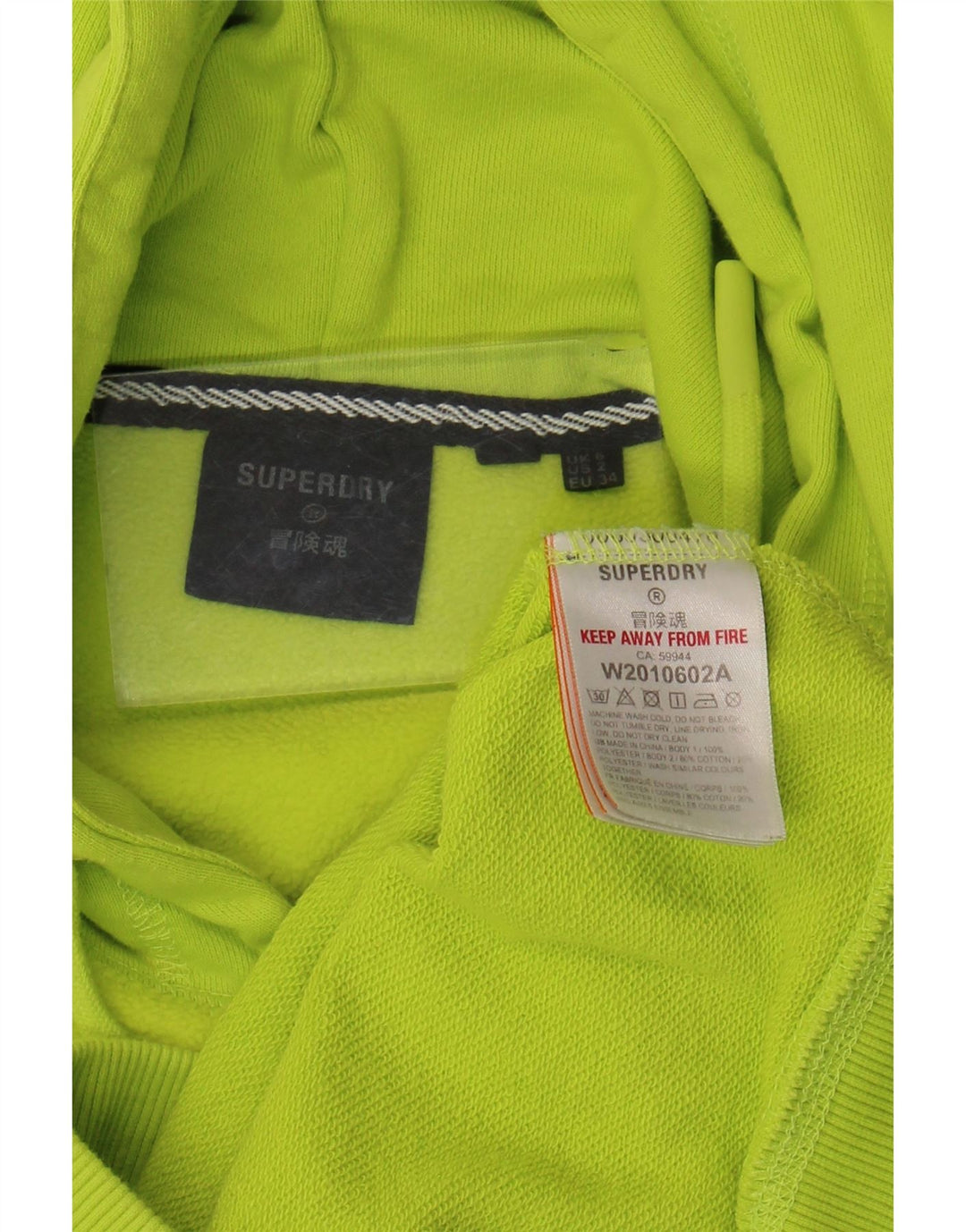 Superdry hættetrøjetrøje til kvinder i overstørrelse UK 6 XS Grøn polyester