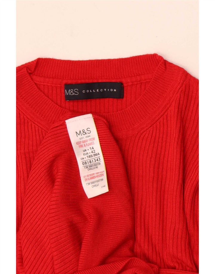Marks & Spencer Dame sweater med rund hals DK 14 Stor rød viskose