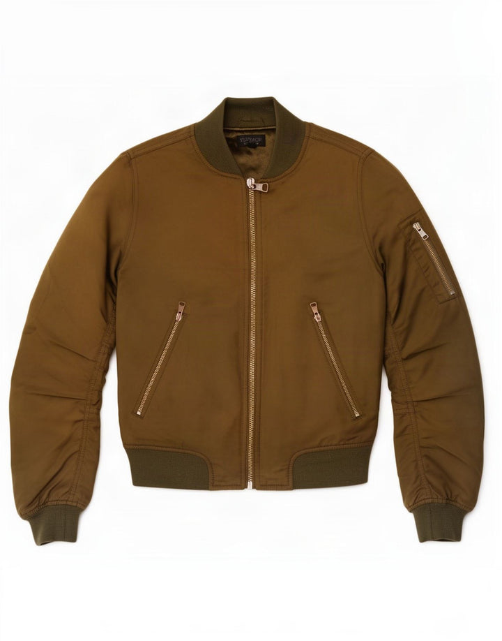 Topshop Womens Bomber Jacket UK 8 Small Khaki Polyester