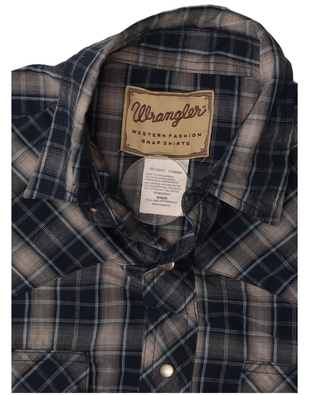 WRANGLER Herreskjorte Medium Navyblå ternet bomuld