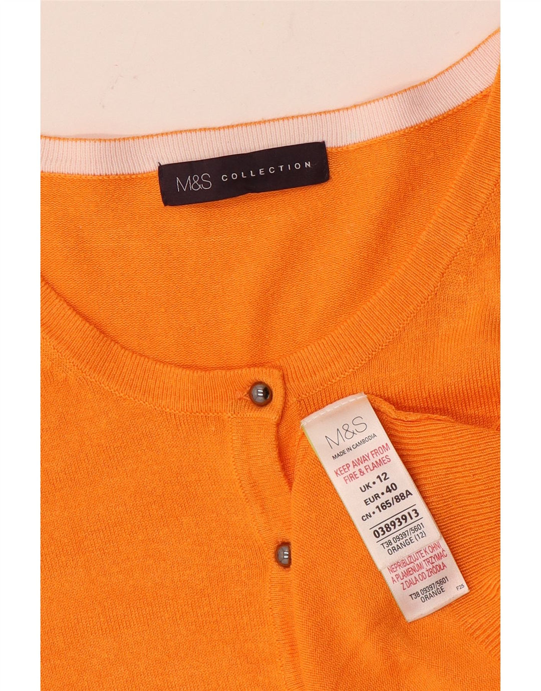 Marks & Spencer Dame Cardigan Sweater UK 12 Medium Orange Viscose