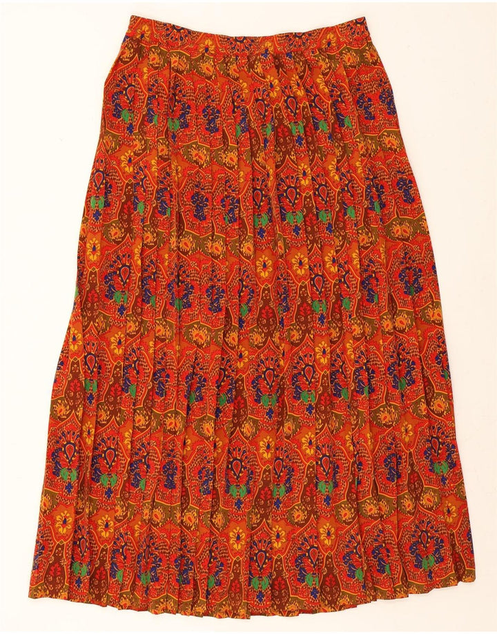 VINTAGE Womens Maxi Skirt W36 XL Orange Paisley Polyester Vintage Vintage and Second-Hand Vintage from Messina Hembry 