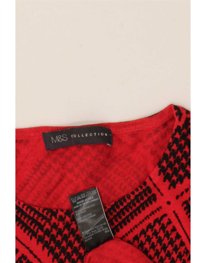 Marks & Spencer Dame Boat Neck Jumper Sweater UK 12 Medium Red