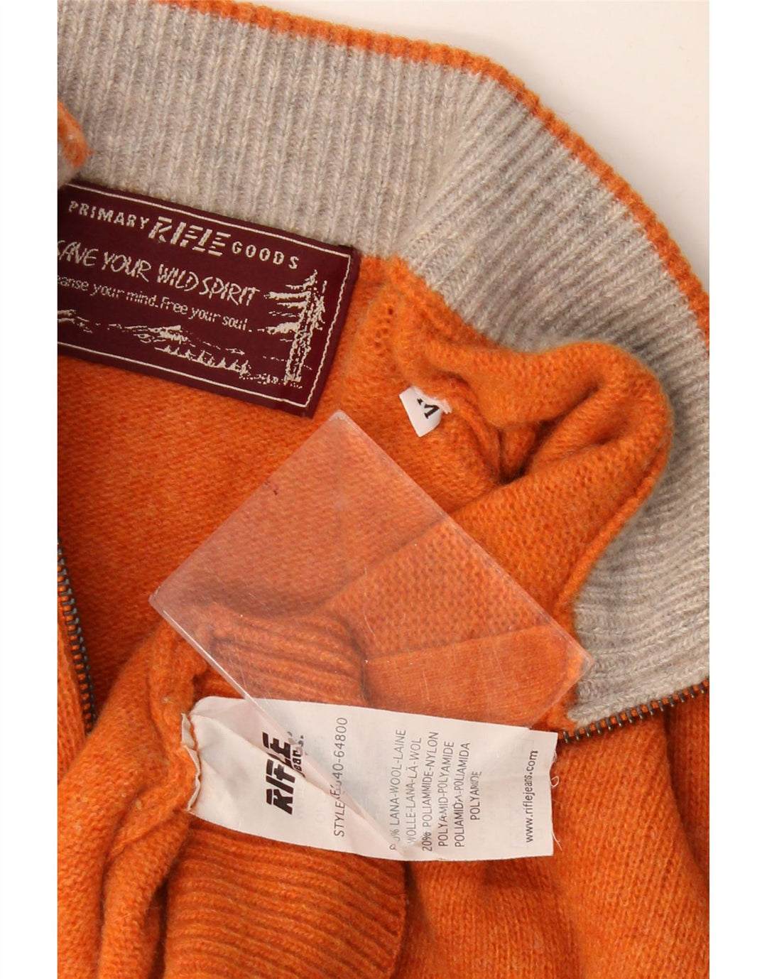 RIFLE Herre Zip Neck Jumper Sweater Medium Orange Uld