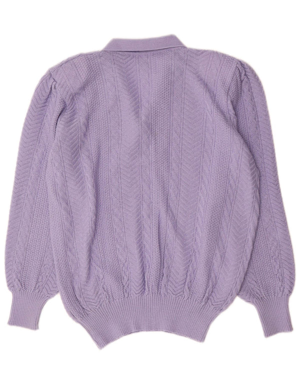 Christian Dior Dame Shawl Neck Jumper Sweater UK 18 XL Lilla Bomuld
