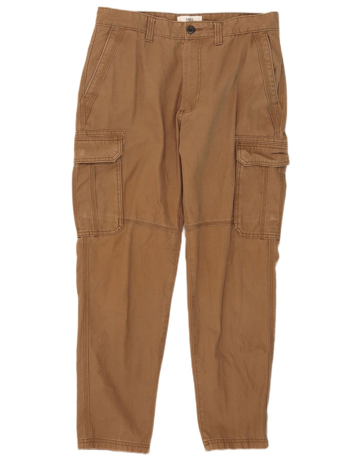 Marks & Spencer Herre Slim Cargo Bukser W32 L27 Beige Bomuld