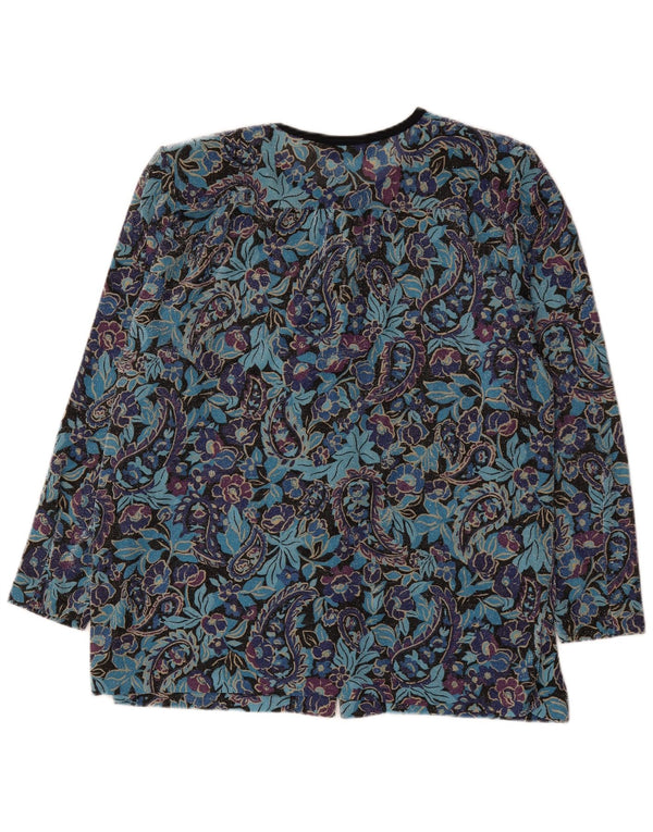 Vintage Dame 6 Button Oversized Blazer Jacket UK 18 XL Blue Floral