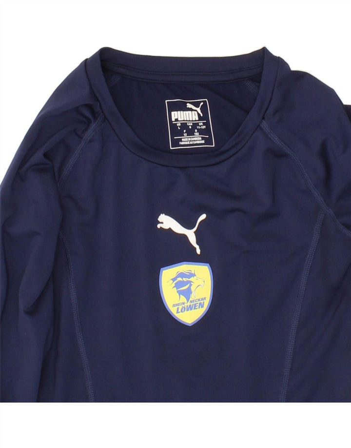 PUMA Boys Graphic Top Long Sleeve 11-12 Years Navy Blue Polyester Vintage Puma and Second-Hand Puma from Messina Hembry 