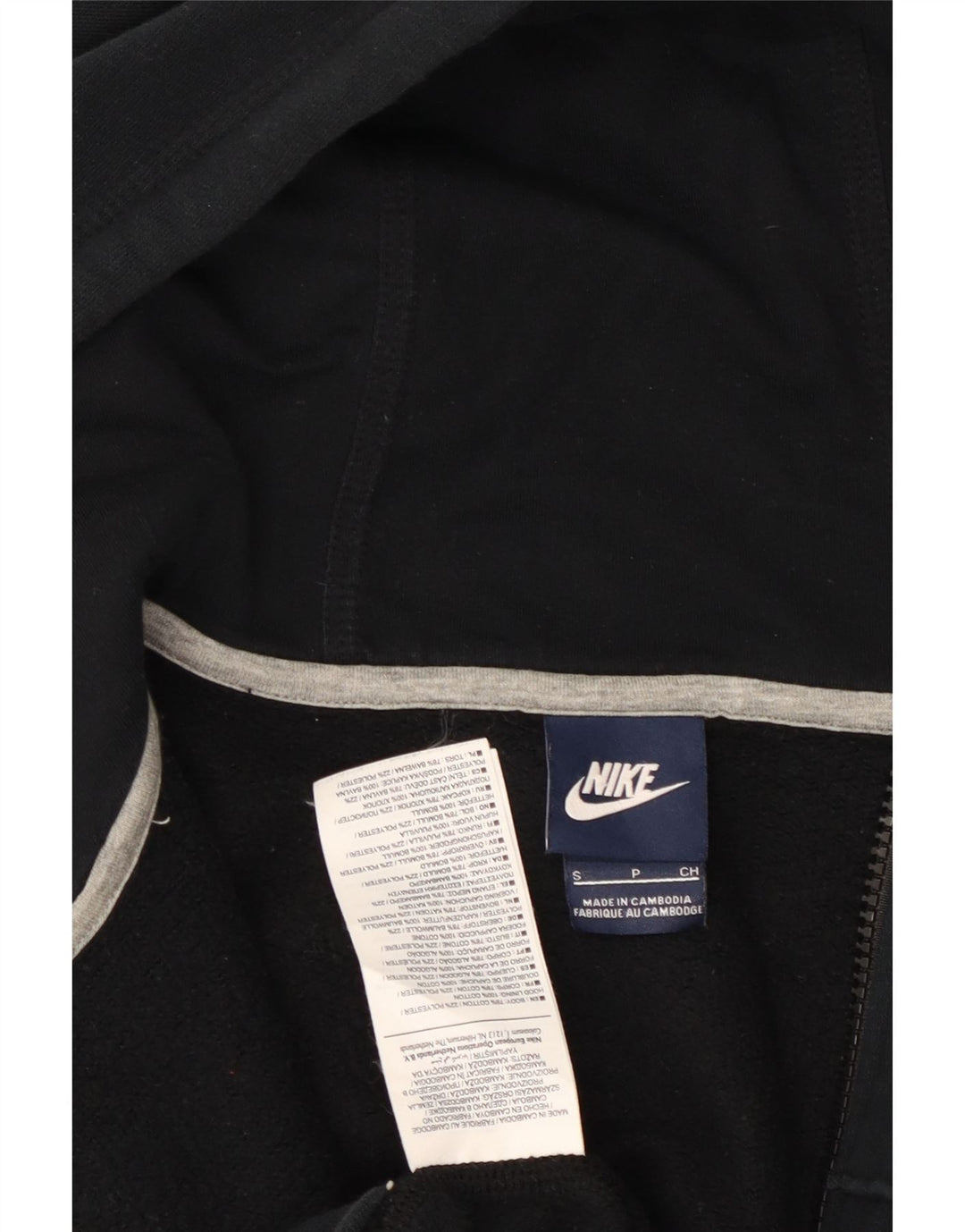 NIKE Hættetrøje med lynlås til mænd, lille sort bomuld