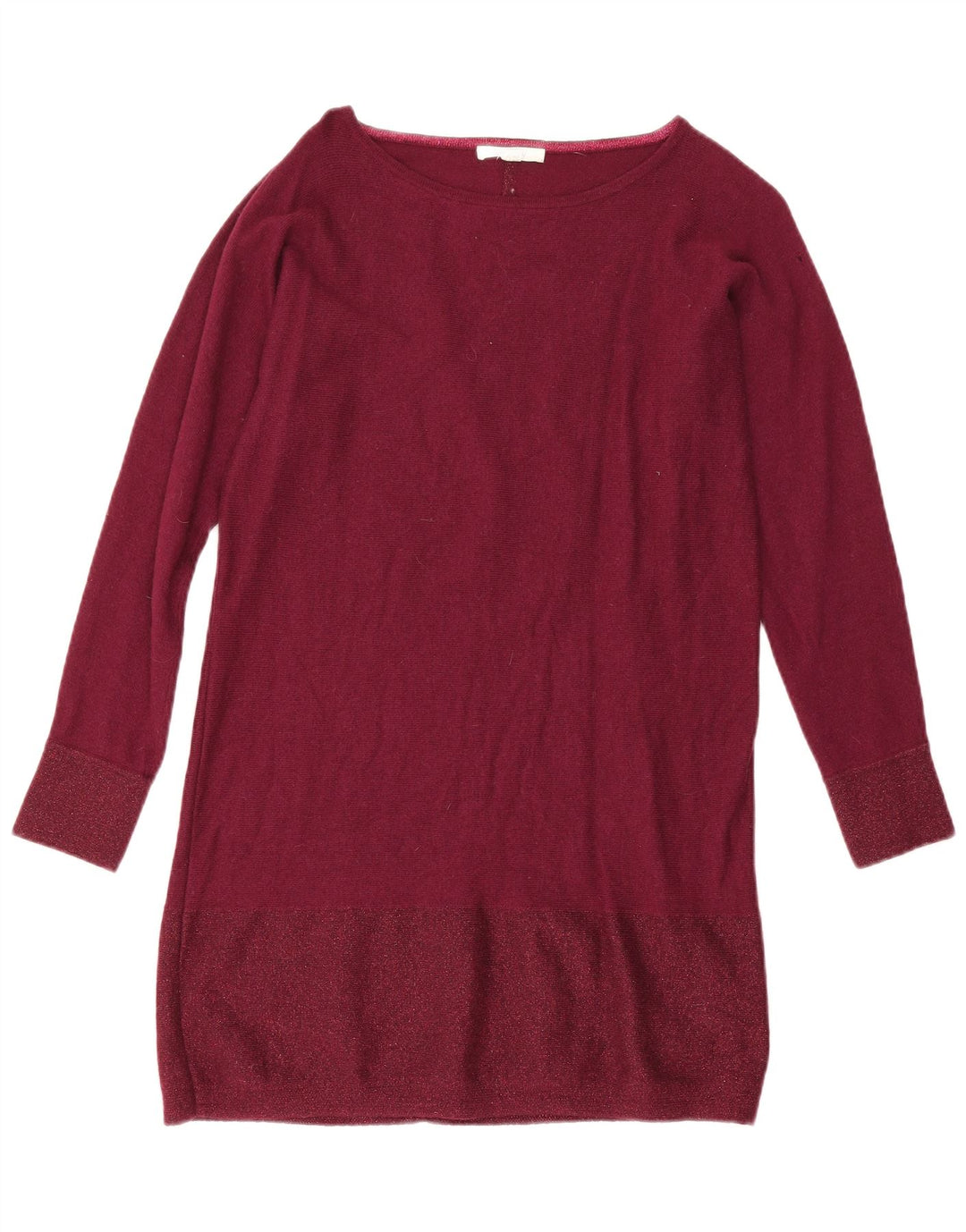 White Stuff Womens Longline Boat Neck Jumper Sweater UK 12 Medium Burgundy