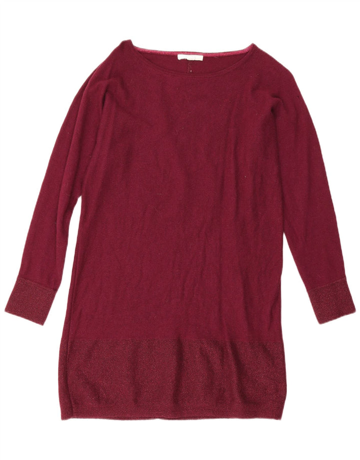 White Stuff Womens Longline Boat Neck Jumper Sweater UK 12 Medium Burgundy