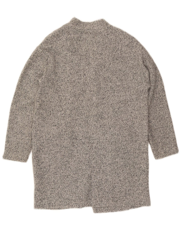 Zara Womens Oversized Longline Cardigan Sweater UK 10 Small Grey Flecked