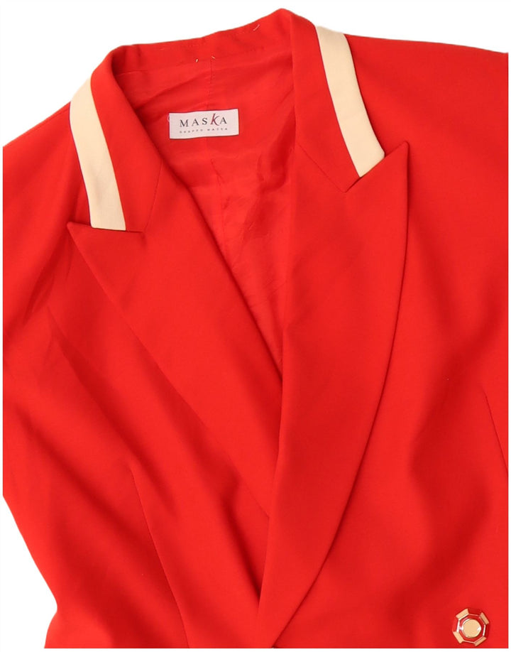 Maska Dame Dobbeltradet Frakke UK 14 Medium Rød Colourblock Virgin Wool