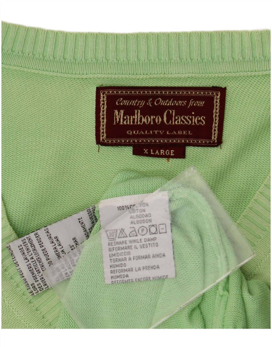 Marlboro Classics Herre V-hals sweater XL Grøn Bomuld