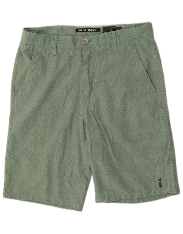 Rip Curl Herre Cargo Shorts W32 Medium Green Check Polyester