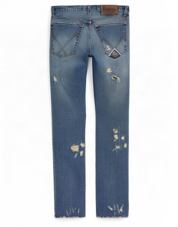 Roy Rogers Dame Distressed Bootcut Jeans W34 L32 Blå Bomuld