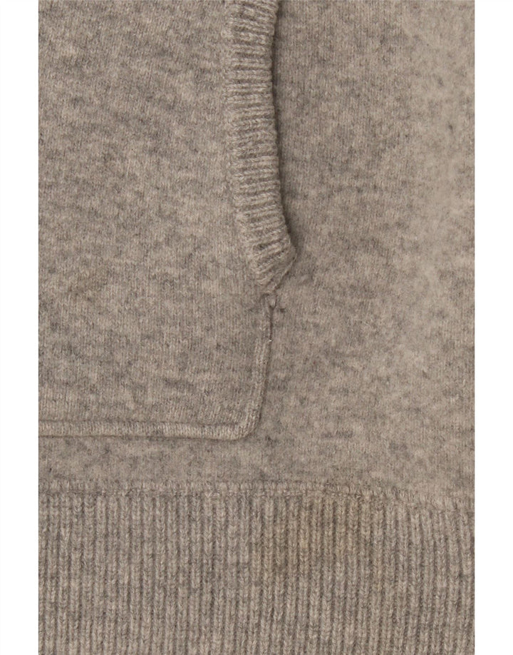 Zara Dame Hætte Cardigan Sweater UK 14 Medium Grey Uld