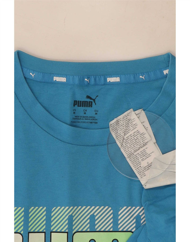 Puma Herre grafisk T-shirt Top Medium Blå Bomuld