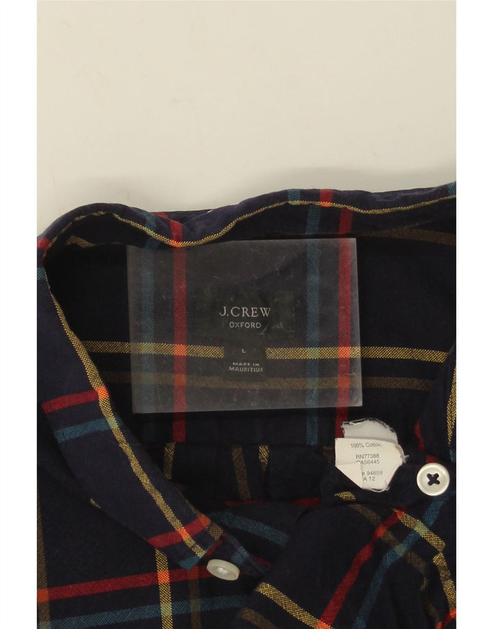 J. Crew Flannelskjorte til mænd Stor marineblå ternet bomuld