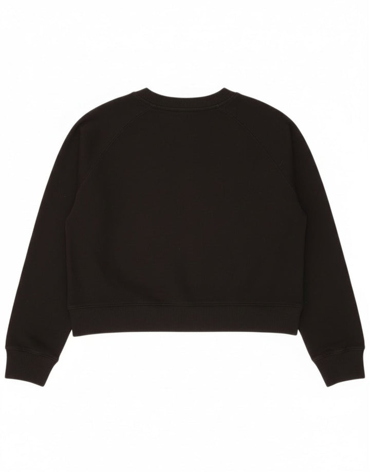 Champion Womens Crop Graphic Sweatshirt Jumper UK 14 Medium Black