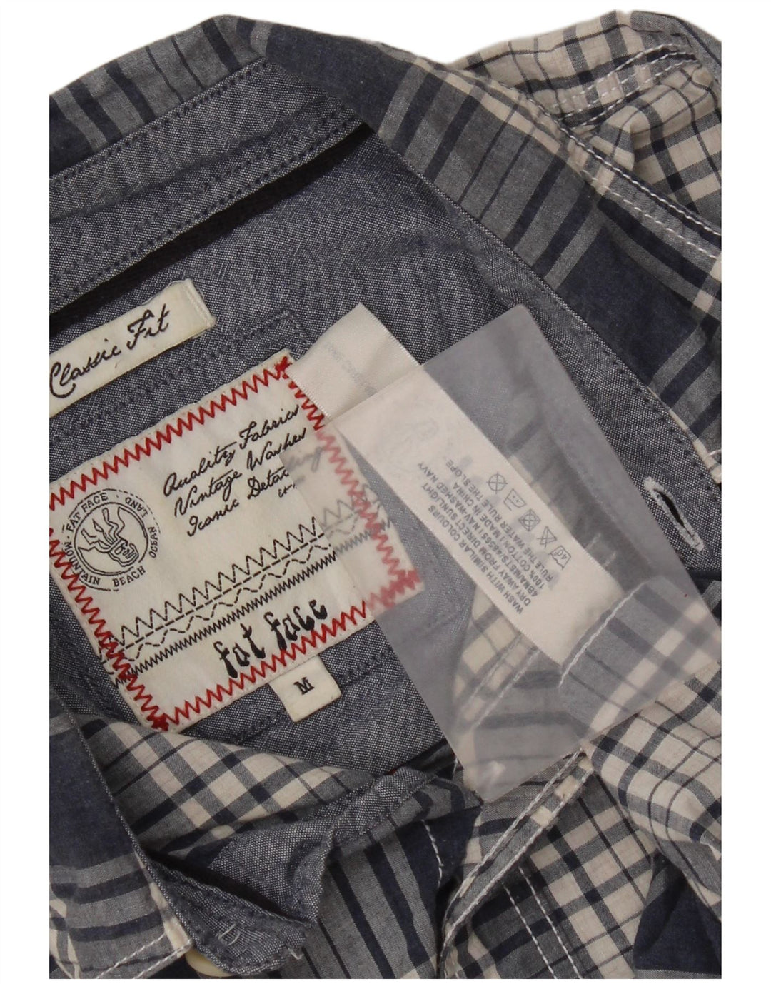 Fat Face Herre Classic Fit skjorte Medium Navyblå Ternet bomuld
