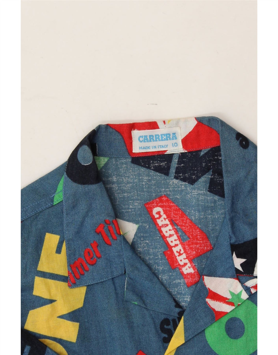 CARRERA Boys Graphic Short Sleeve Shirt 9-10 Years Blue Cotton Vintage Carrera and Second-Hand Carrera from Messina Hembry 