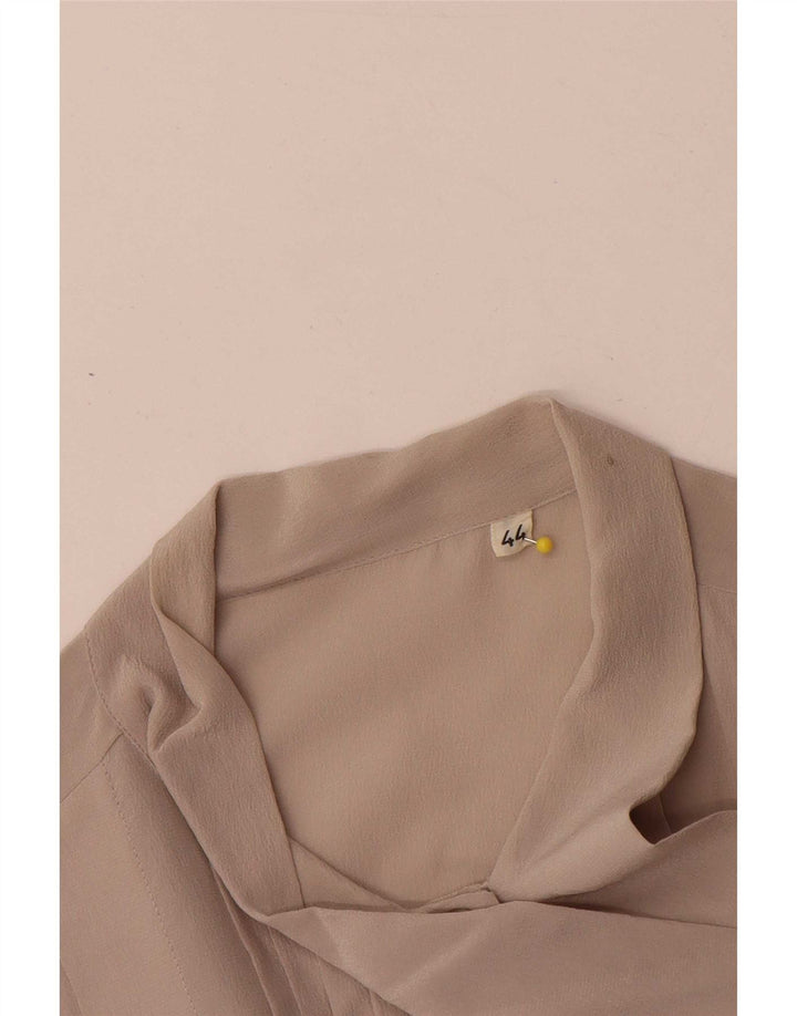 Vintage Dame Front Tie Shirt Bluse IT 44 Medium Grey Silke