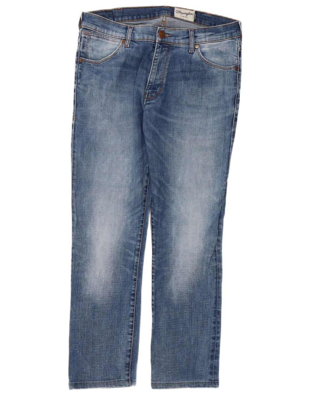 WRANGLER Herre Larston Straight Jeans W34 L27 Blå Bomuld