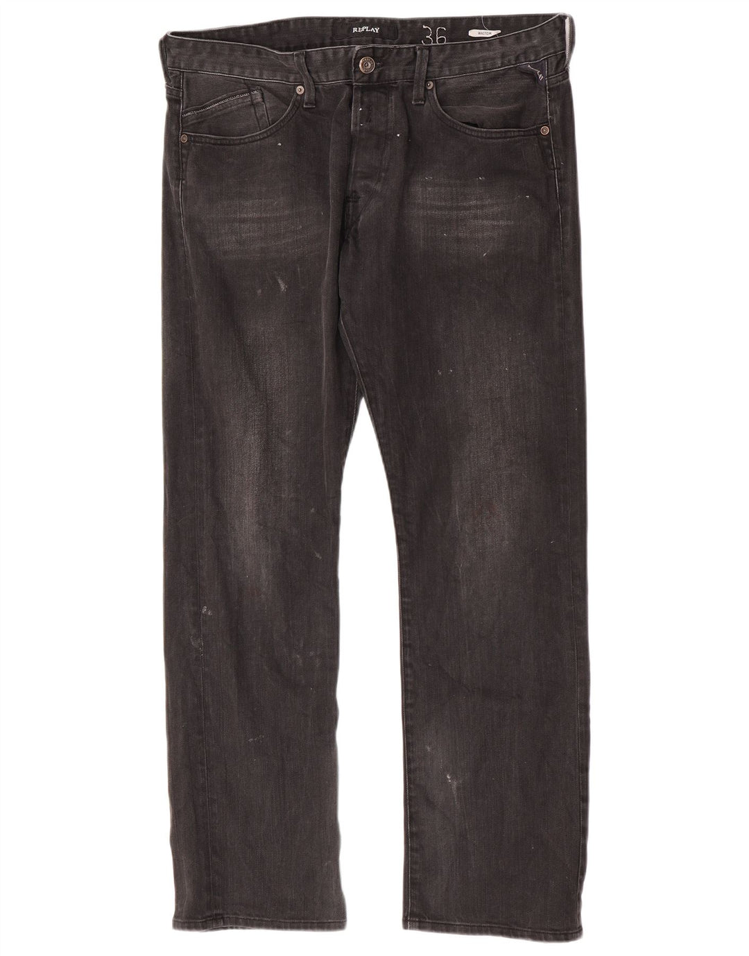 Replay Herre Waitom Straight Jeans W36 L32 Sort Bomuld