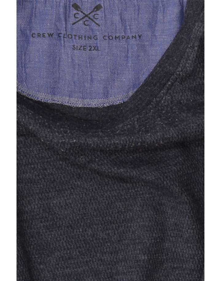 CREW CLOTHING Mens Top Long Sleeve 2XL Navy Blue Cotton Vintage Crew Clothing and Second-Hand Crew Clothing from Messina Hembry 