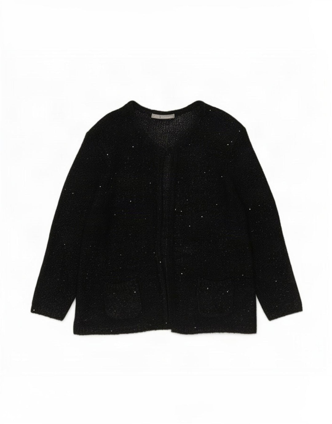 Marks & Spencer Dame Cardigan Sweater UK 14 Large Black Flecked Polyester