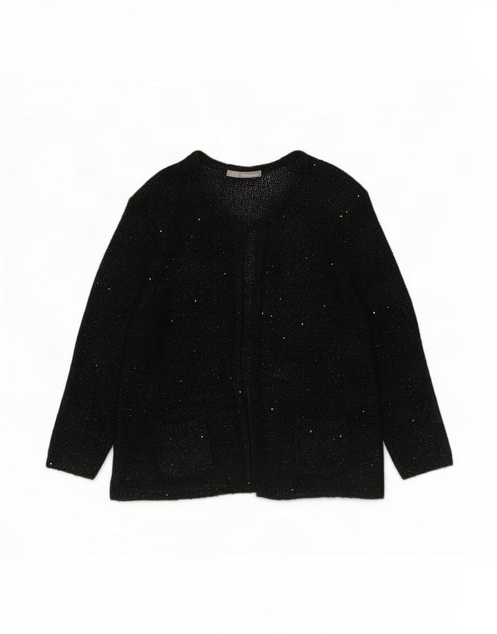 Marks & Spencer Dame Cardigan Sweater UK 14 Large Black Flecked Polyester