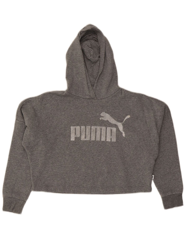 Puma Girls Graphic Crop Hoodie Jumper 11-12 år Grå Bomuld