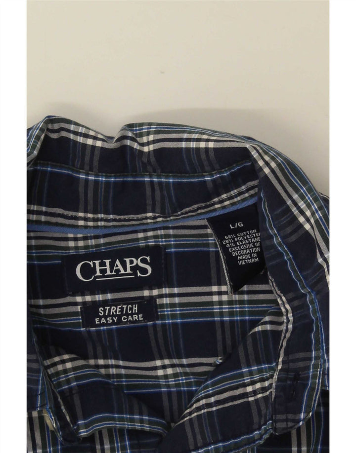 Chaps Stretch-skjorte til mænd Stor marineblå ternet bomuld