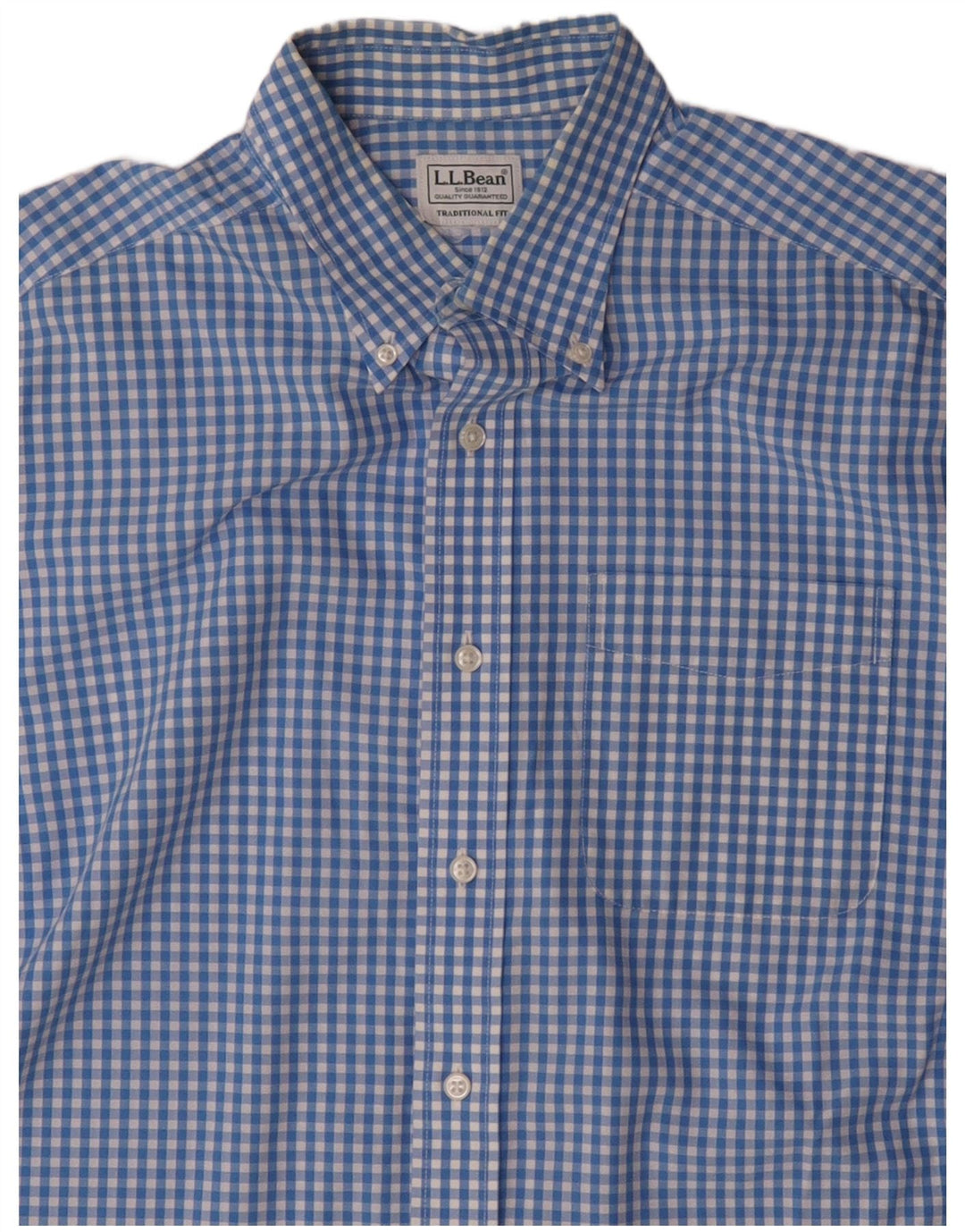 L.L.BEAN Herre Traditional Fit kortærmet skjorte Medium Blue Gingham