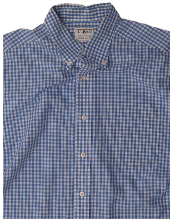 L.L.BEAN Herre Traditional Fit kortærmet skjorte Medium Blue Gingham