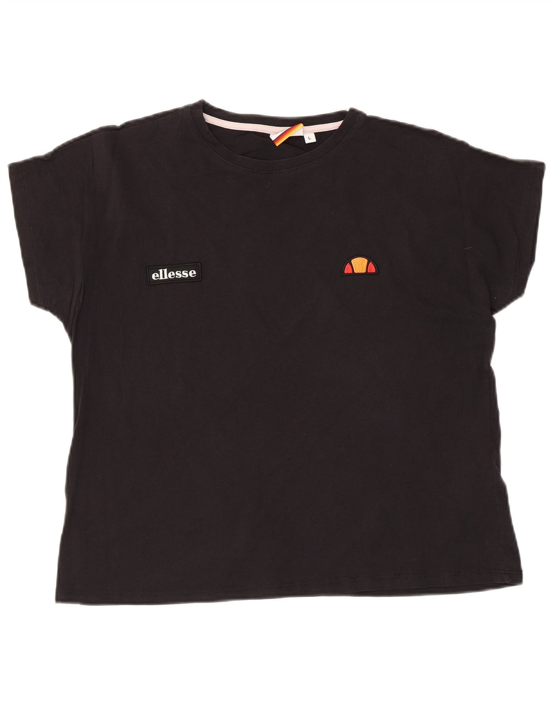 ELLESSE Heritage T-Shirt Top UK 14 Stor Sort Bomuld