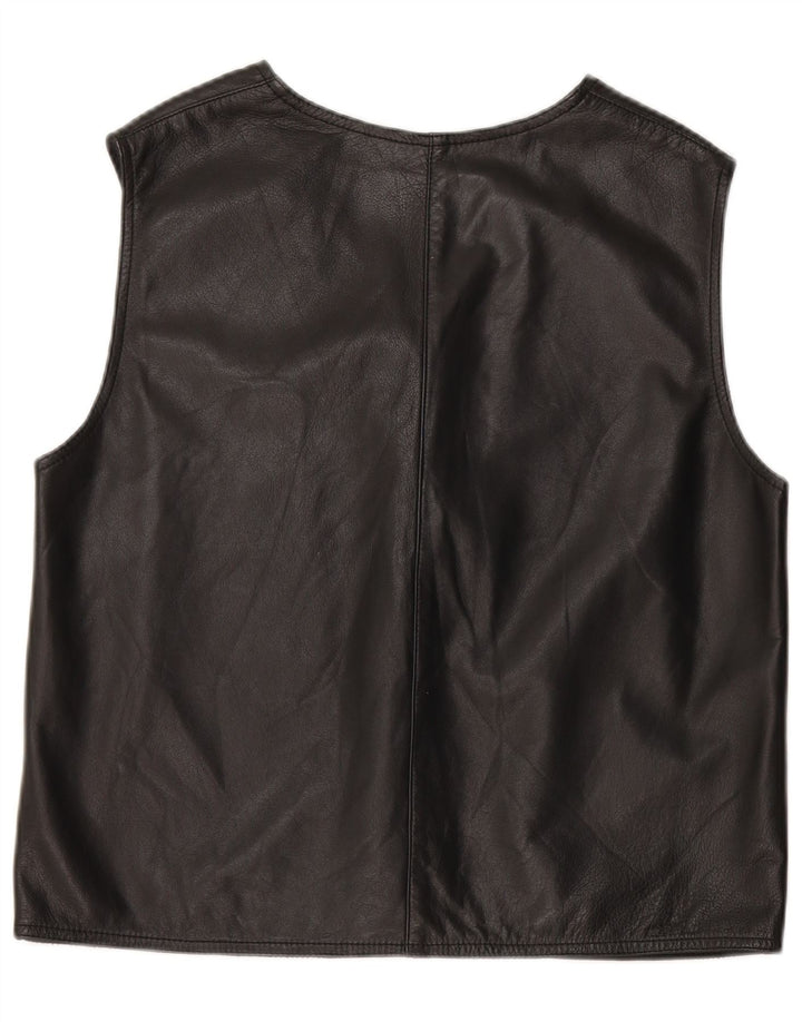 Vintage lædervest til kvinder UK 14 Medium Black