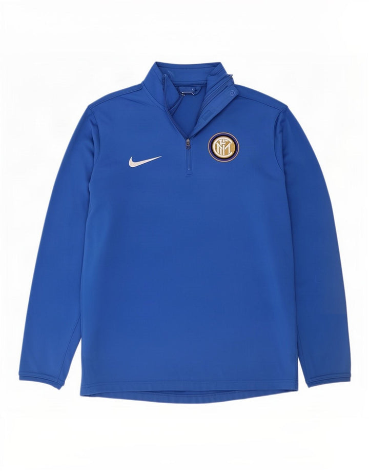 Nike Herre Inter Milan Sweatshirt med lynlås i mellemblå polyester
