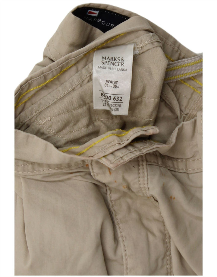 Marks & Spencer Herre Blue Harbor Cargo Shorts W36 Stor Beige Bomuld
