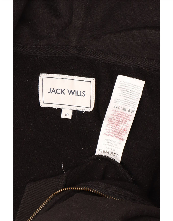 JACK WILLS Dame Oversized Crop Zip Hoodie Sweater UK 10 Small Black