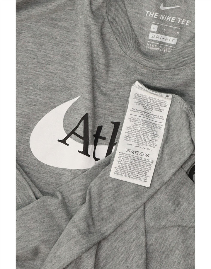 NIKE Herre Dri Fit grafisk T-shirt Top Stor grå polyester