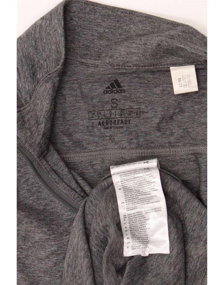 Adidas Herre Aeroready Zip Neck Top Langærmet Lille grå Flecked Polyester