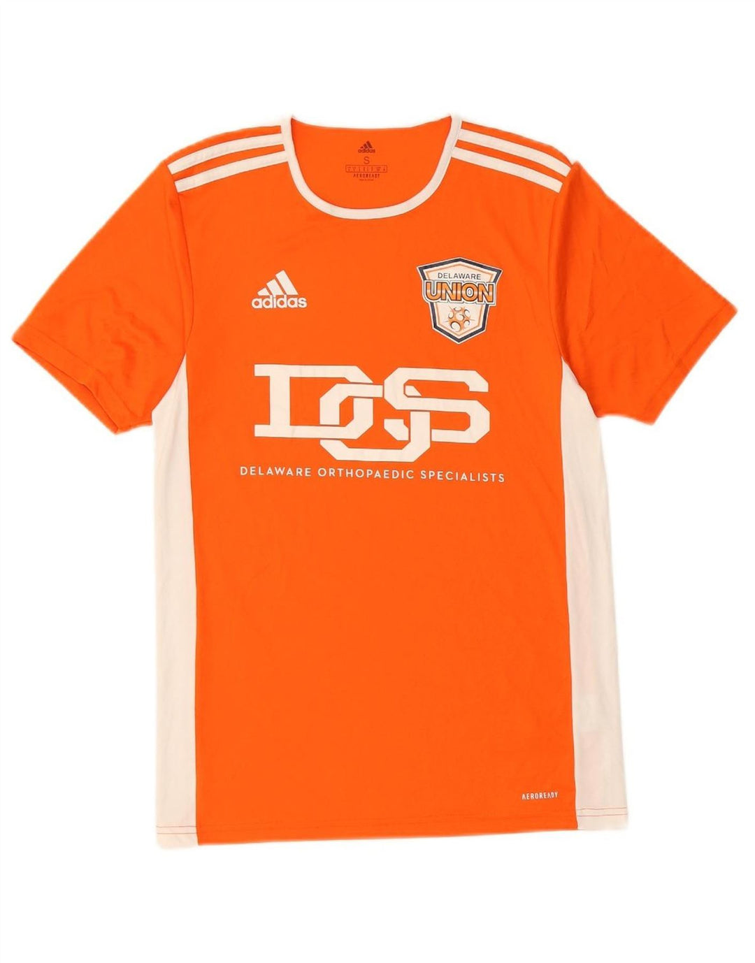 ADIDAS Mens Delaware Graphic T-Shirt Top Small Orange Colourblock