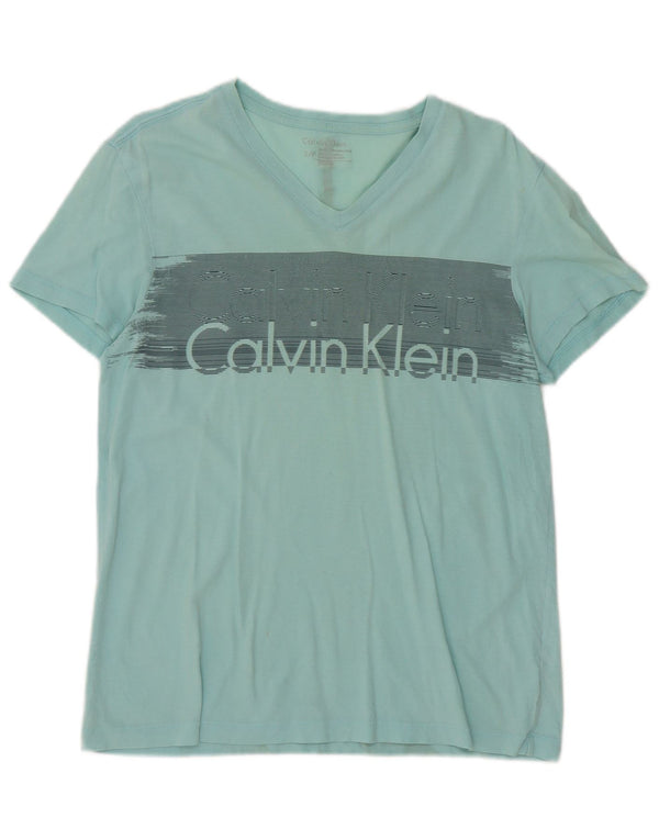 Calvin Klein Dame Grafisk T-Shirt Top UK 10 Lille Grøn Bomuld
