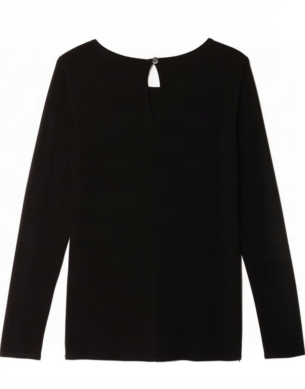 Trussardi Jeans Dame Top Langærmet IT 44 Medium Sort Viscose