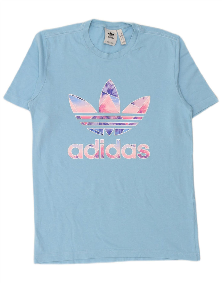ADIDAS Grafisk T-shirt top til mænd, lille blå bomuld