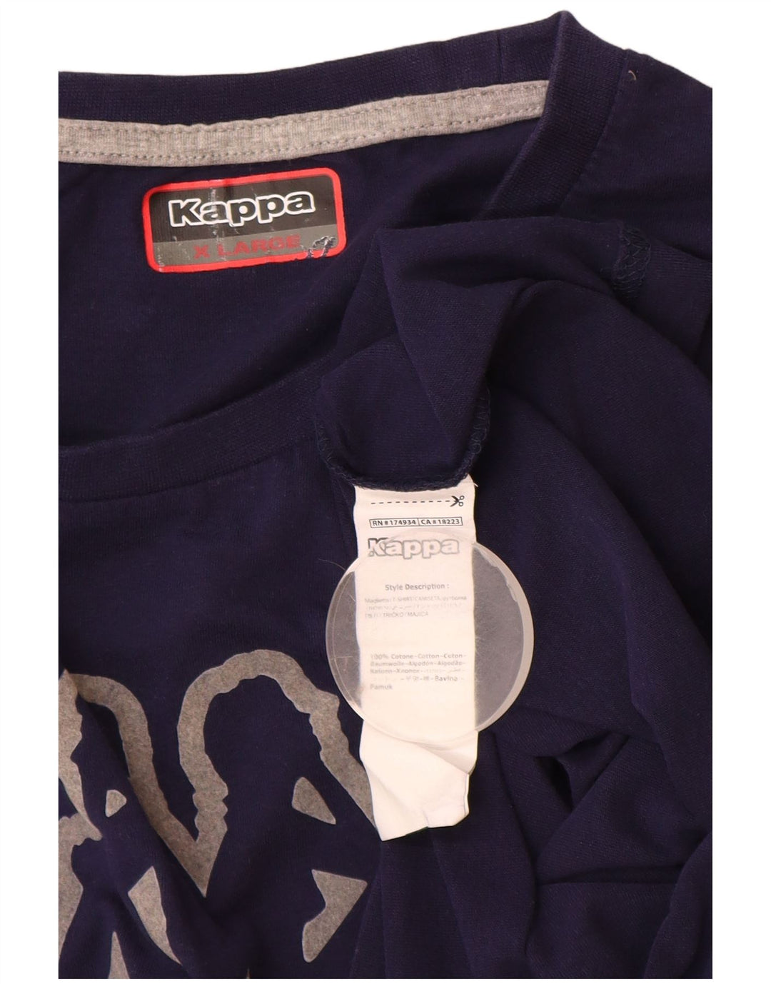 Kappa herre grafisk top langærmet XL marineblå bomuld